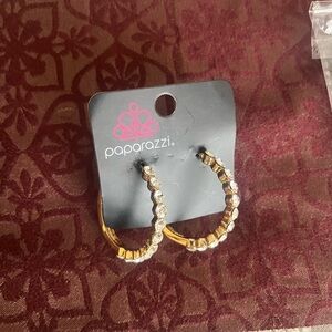 Paparazzi Gold Rhinestone Hoop Earrings